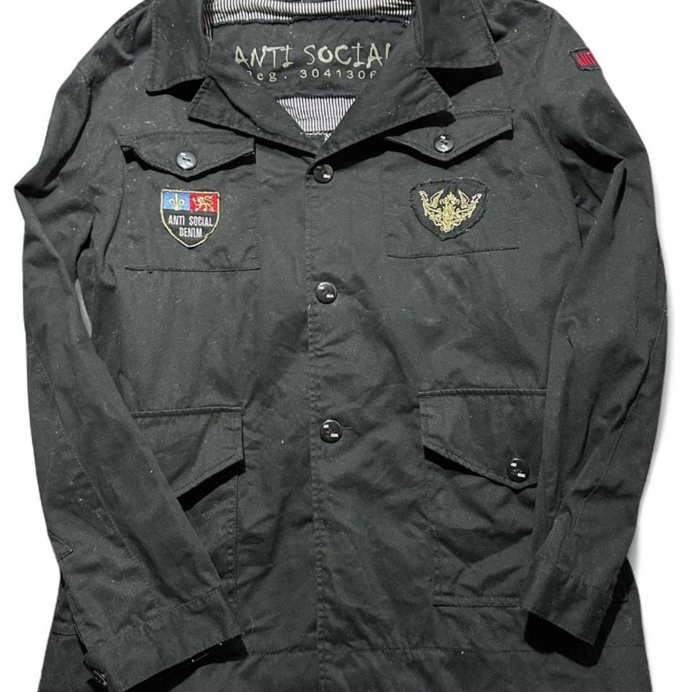 Black anti social military Jacket for Men